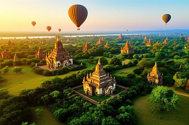 Vé máy bay Myanmar: Ngắm bình minh Bagan kỳ vĩ.