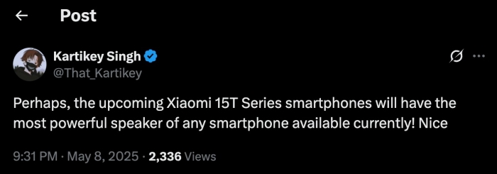 Siêu phẩm tầm trung Xiaomi 15T lộ diện, giá chỉ bằng nửa iPhone 16 nhưng trang bị hệ thống loa đỉnh nhất hiện nay 1 Siêu phẩm tầm trung Xiaomi 15T lộ diện, giá chỉ bằng nửa iPhone 16 nhưng trang bị hệ thống loa đỉnh nhất hiện nay sieu pham tam trung xiaomi 15t lo dien gia chi bang nua iphone 16 nhung trang bi he thong loa dinh nhat hien nay