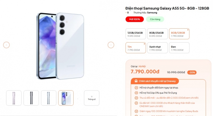 Galaxy A55 5G siêu hạ giá, vua Android tầm trung một thời dễ mua như máy có 7 triệu ăn đứt iPhone 16 1 Galaxy A55 5G siêu hạ giá, vua Android tầm trung một thời dễ mua như máy có 7 triệu ăn đứt iPhone 16